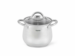 5524 FISSMAN Кастрюля FAVIO 20x17,5 см / 5,4л со стеклянной крышкой (нерж.сталь)