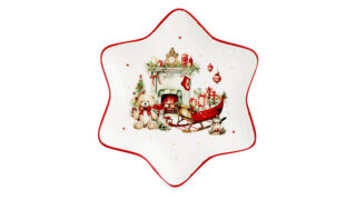 Блюдо-звезда Decor de table Рождественский винтаж 21 см, фарфор