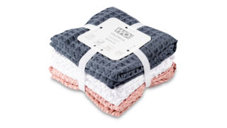 Набор полотенец кухонных WO HOME VALENCIA 50х70 см, 3 шт, хлопок, серый, белый, розовый, п/к