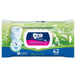 Влажная туалетная бумага растворяющаяся Aura Nice с крышкой, 42шт.
