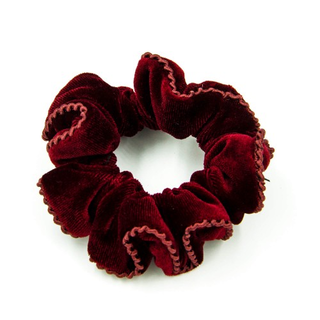Резинка для волос бархатная бордовая с кантиком, 9 см