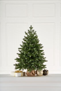 Византийская настольная голубая ель, Max Christmas, высота 0.9 м, (пенек+мешковина)