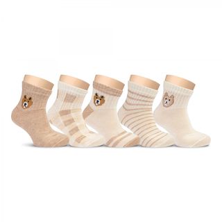 Носки детские бежевые с мишкой, размер 18-20