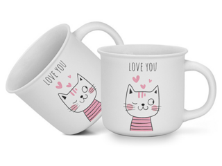 3714 FISSMAN Набор из 2-х кружек 380 мл LOVE YOU (фарфор)