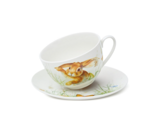 13727 FISSMAN Чашка RABBIT 200мл с блюдцем (фарфор)