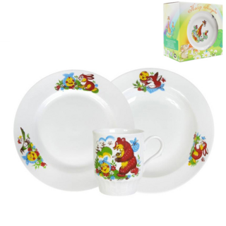Набор детской посуды Дулевский фарфор 3 предмета рисунок Веселый Колобок