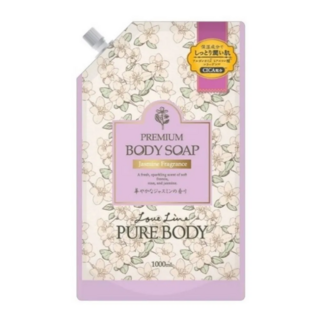 300332 "Mitsuei" "Love Line" "Pure Body Jasmine" Увлажняющий гель д/душа с аргановым маслом, гиалуроновой кислотой, коллагеном с ароматом жасмина 1000мл 1/10