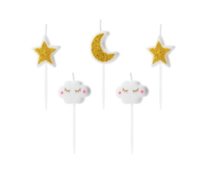 Свечи Party Deco "Звездочки и облака", 5 шт
