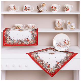 НАБОР САЛФЕТОК ИЗ 2-Х ШТ "МОРОЗКО.СНЕГИРИ",40Х40СМ, 100% ХЛОПОК,КРАСНЫЙ,ТВИЛ,