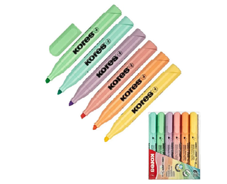 Маркер выделитель текста Kores High Liner Plus пастельные 6 цв. '36060.0