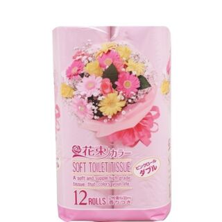 Туалетная бумага Marutomi Сolor Bunch of Flowers, двухслойная, 12 рулонов