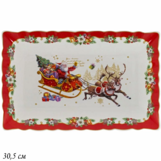 Прямоугольное блюдо 30,5 см  Lenardi Новый Год в подарочной упаковке, арт. 205-303, фарфор