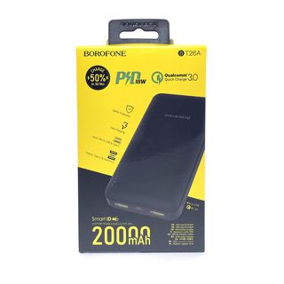 Внешний АКБ BOROFONE BT26A 20000mAh, 2хUSB, QC3.0 3А, PD 18W, LED, Li-Pol (черный)