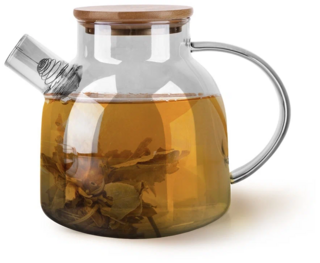 9540 FISSMAN Чайник заварочный 1200мл с бамбуковой крышкой и стальным фильтром (стекло)