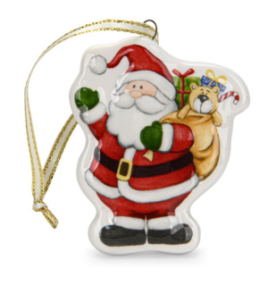 0398 FISSMAN Новогодняя елочная игрушка Санта и медведь 6х5см (доломит)