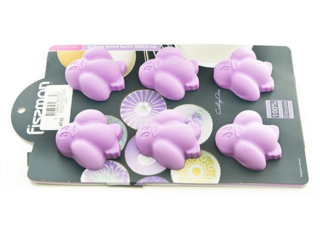 6732 FISSMAN Форма для выпечки 6 кексов ПИНГВИНЫ, цвет Лиловый (силикон)