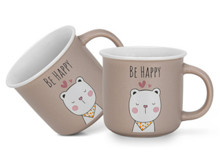 3716 FISSMAN Набор из 2-х кружек 380 мл BE HAPPY (фарфор)
