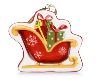 0405 FISSMAN Новогодняя елочная игрушка Сани с подарками 6,5х6см (доломит)