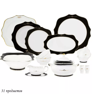 Обеденный сервиз Lenardi 31 предмет  RICH в подарочной упаковке.  Фарфор, арт. 109-038