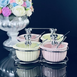 Набор из 4 баночек для специй, Lenardi, 150 мл, в подарочной упаковке, фарфор, арт.106-326