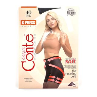 Колготки Conte X-Press с сильной коррекцией "7 зон" и эффектом push-up 40 den, цвет nero, размер 2 (S)
