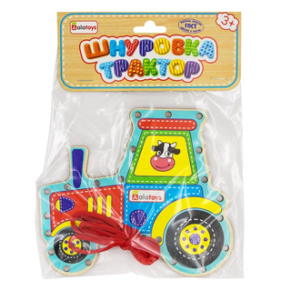 Шнуровка Трактор, развивающая игрушка для детей, арт. ШД05