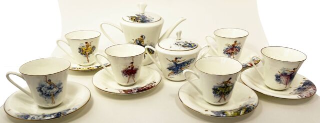 Сервиз чайный на 6 персон форма Сад рисунок Феи, 14 предметов, Императорский фарфоровый завод