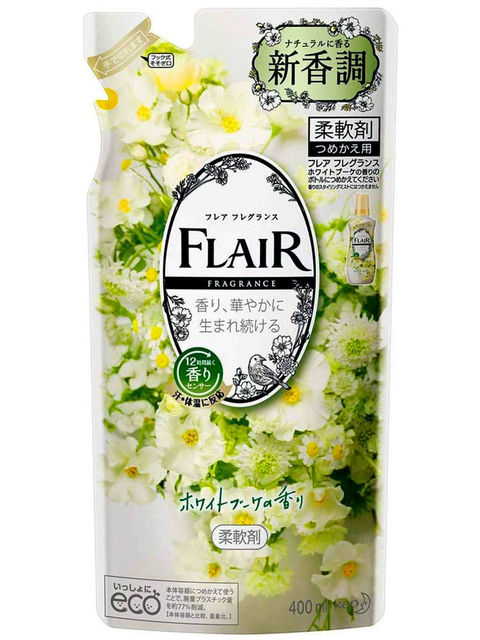 Арома кондиционер для белья KAO Flair Fragrance, аромат Белый букет, мягкая упаковка, 400 мл