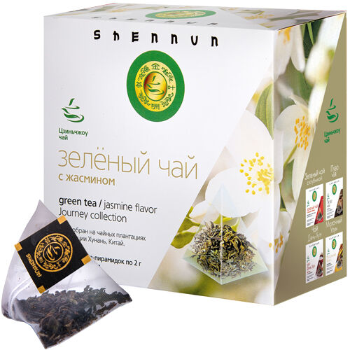 Shennun Зеленый чай с Жасмином  в пирамидках, 2г х 15 шт