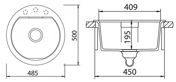 Мойка  Calypso 45  Cristadur аворио