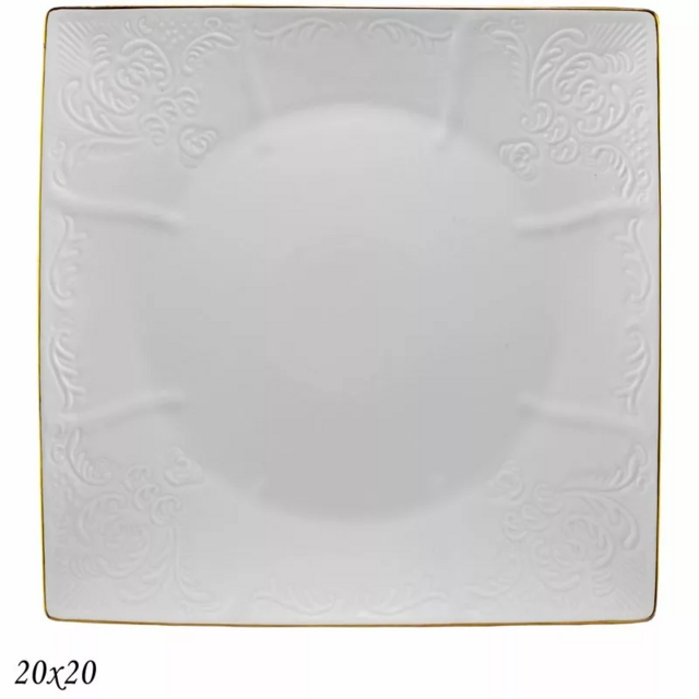 Квадратная тарелка Lenardi 20х2,5 см MARIA GOLD в подарочной упаковке. Фарфор, арт. 226-125