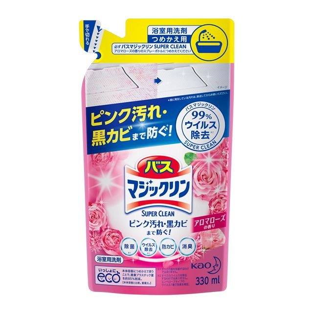 Жидкость чистящая для ванны "Magiсclean" (предотвращающая образование розовой и чёрной плесени, с антибактериальным эффектом, аромат розы) 330 мл, мягкая упаковка