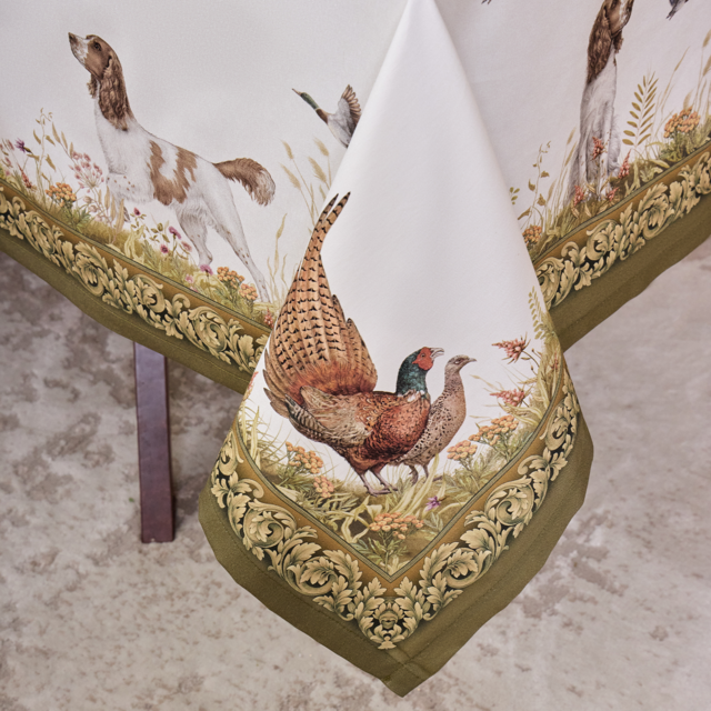 СКАТЕРТЬ "ОХОТА" 160Х220СМ ,100% ХЛОПОК, ТВИЛ, ПРОПИТКА