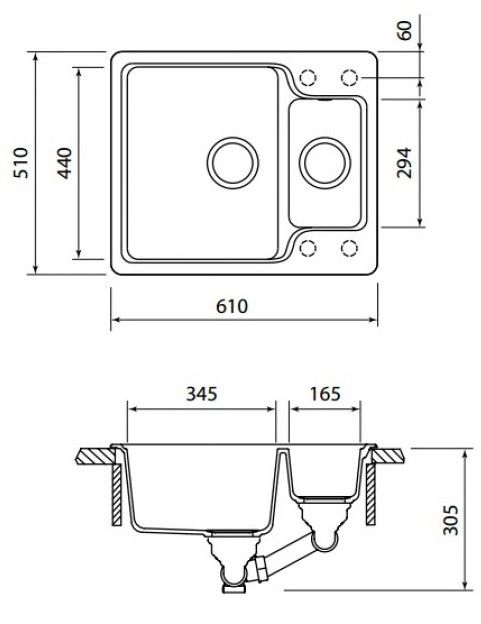 Мойка  Cambridge 60  Cristalite оникс