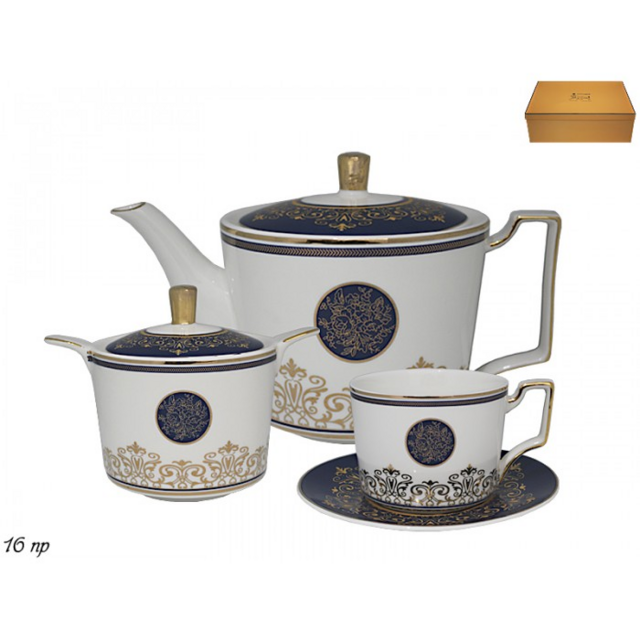 Чайный сервиз Lenardi, фарфор, на 6 персон, 16 предметов, в подарочной упаковке, арт. 244-003