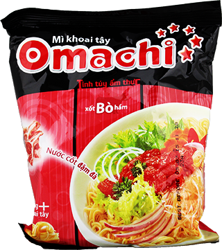 Яичная лапша быстрого приготовления OMACHI на говяжьем бульоне с вялеными томатами