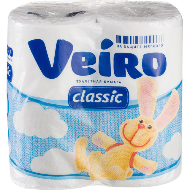 Бумага туалетная Linia Veiro 2-слойная белая, 17,5м, 4 рулона в упаковке