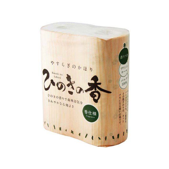 Премиальная туалетная бумага "Hinoki-no-Kaori" двухслойная, парфюмированная, кипарис, 4 рулона х 30 м
