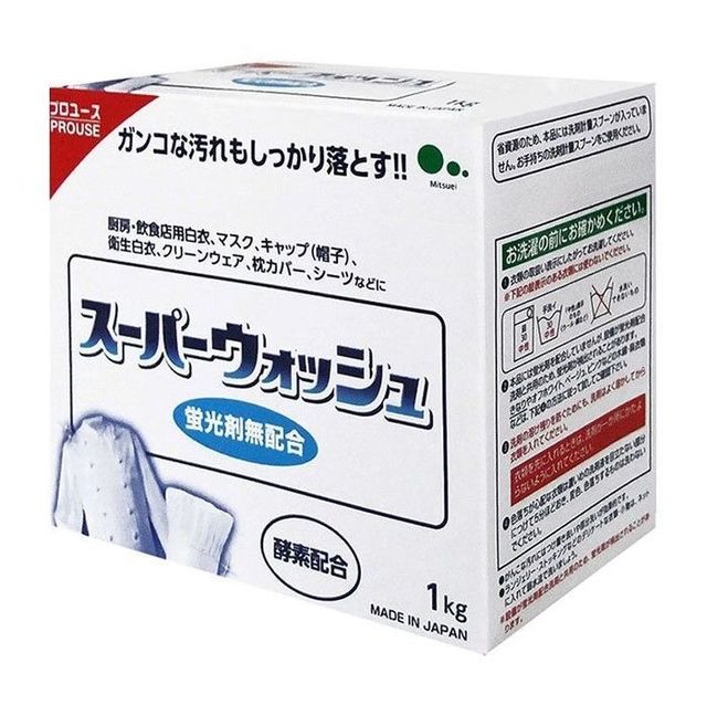 Мощный стиральный порошок Mitsuei Super Wash с ферментами для стирки белого белья, 1 кг