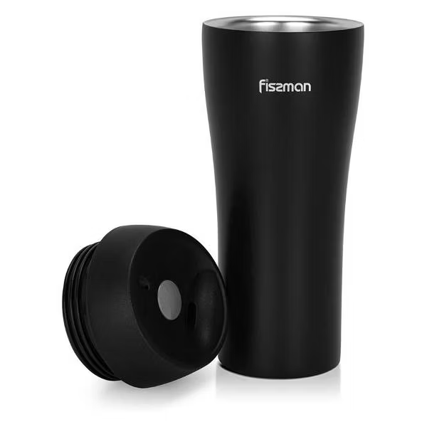 9883 FISSMAN Термокружка 420мл, цвет Черный (нерж.сталь)
