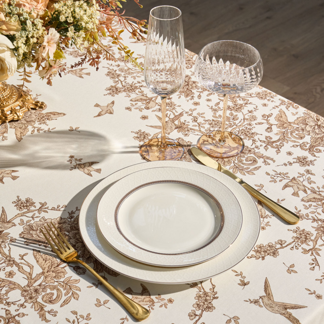 СКАТЕРТЬ "ROYAL GARDEN" 160Х220СМ ,БЕЛЫЙ, 100% ХЛОПОК,ТВИЛ ПРОПИТКА