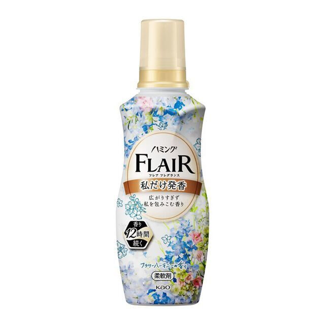 Кондиционер-смягчитель для белья KAO Flair Fragrance Flower Harmony, с ароматом цветочной гармонии, бутылка с колпачком-дозатором, 520мл