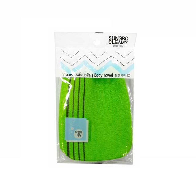 Мочалка-варежка для тела из вискозы с подкладом на резинке "Viscose Glove Bath Towel" (жесткая, массажная), размер 12 х 17 см х 1 шт.