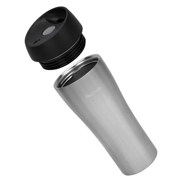 9886 FISSMAN Термокружка 420мл, цвет Черный (нерж.сталь)