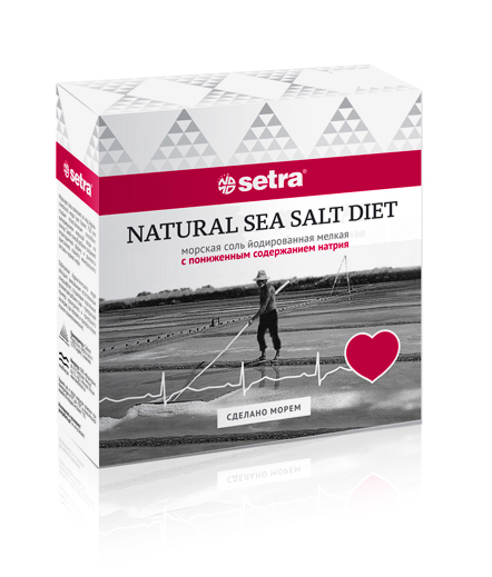 Соль морская Setra с пониженым содержанием натрия, йодированная, 500г