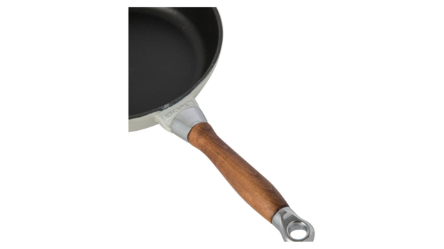 Сковорода с крышкой LAVA d24 см, 2 л, с деревянной ручкой, чугун, кремовая