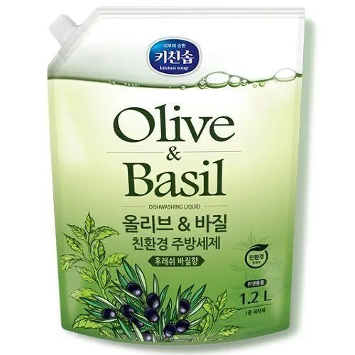Жидкость для мытья посуды Olive Basil, олива и базилик, мягкая упаковка, 1,2 л