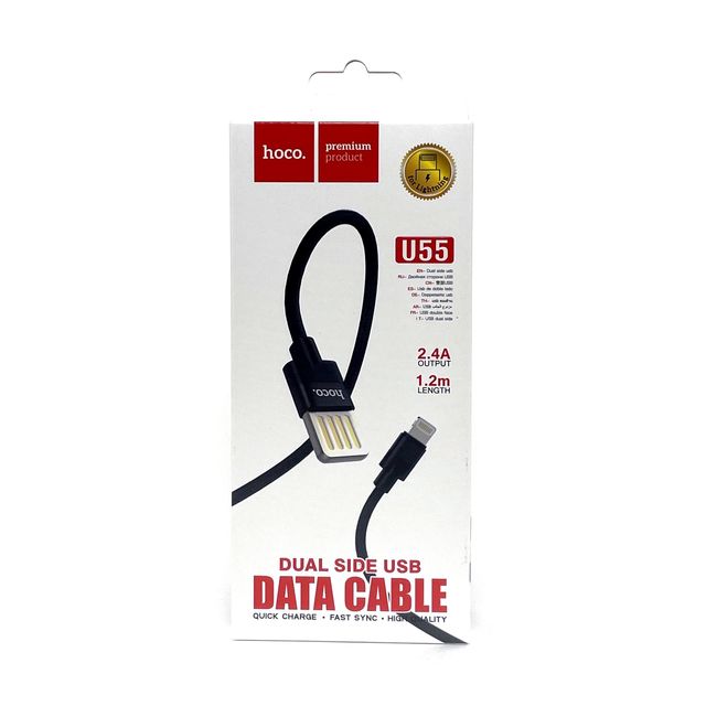 USB кабель HOCO U55 Outstanding Lightning 8-pin, 1.2м, 2.4A, нейлон (черный)