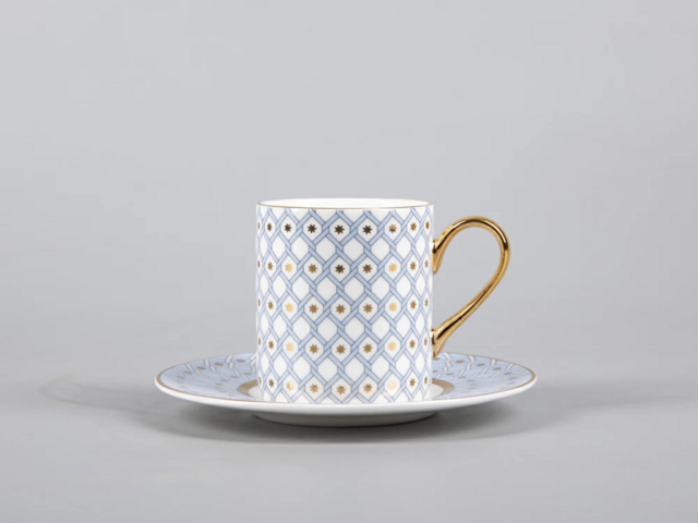 Чашка с блюдцем кофейная Императорский фарфоровый завод форма Идиллия рисунок Азур 1