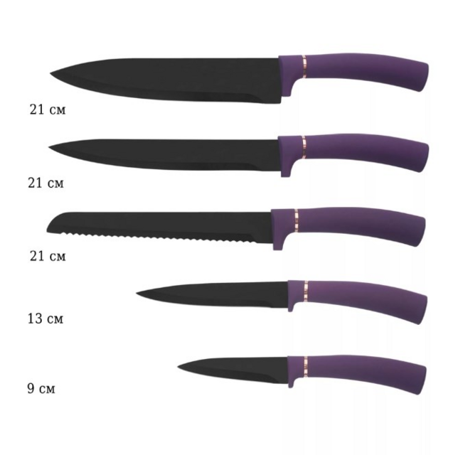 Набор ножей Lenardi, нержавеющая сталь, 6 предметов на подставке, в подарочной упаковке, арт. 196-016